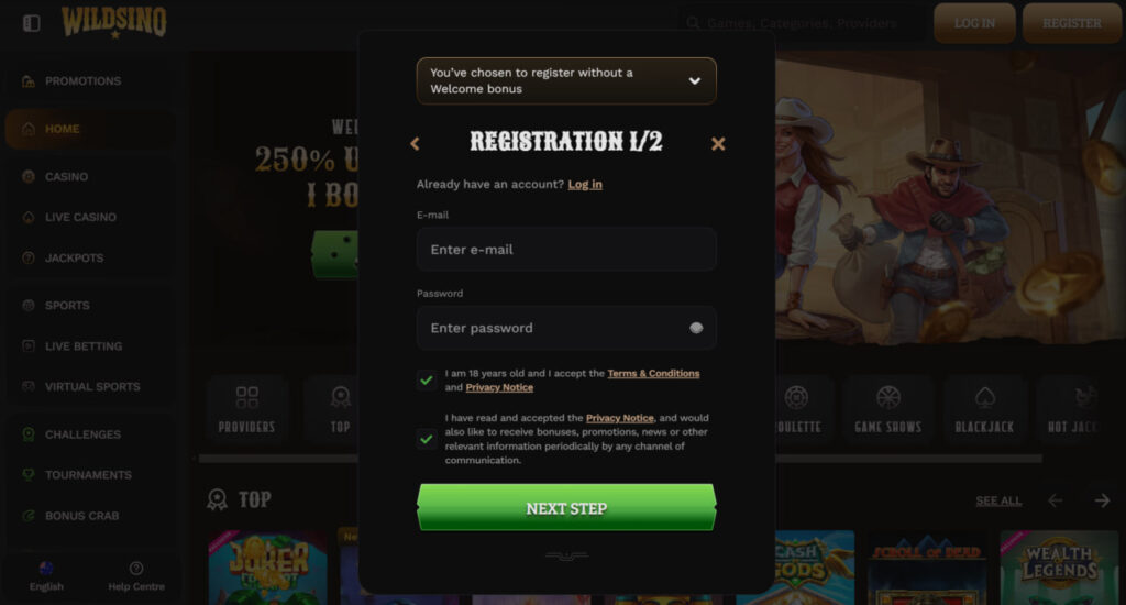 Wildsino Casino Login and Registration